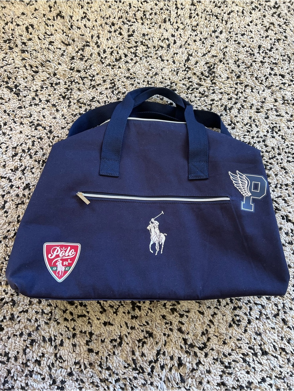 Ralph Lauren Fragrances Bag Navy Blue Zip Closure P Wing Pony